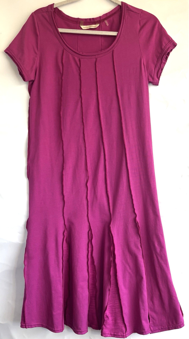Soft Surroundings Women’s Size S Purple Midi Short Sleeve Dress Cotton